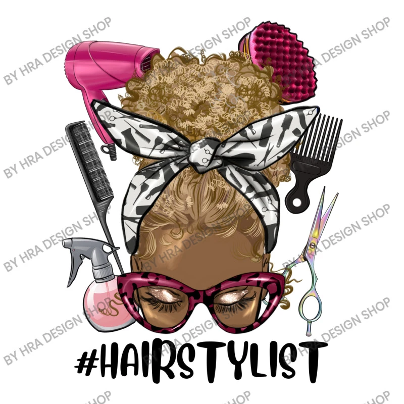 Blonde Afro Messy Bun Hairstylist Youth Tee - Image 5