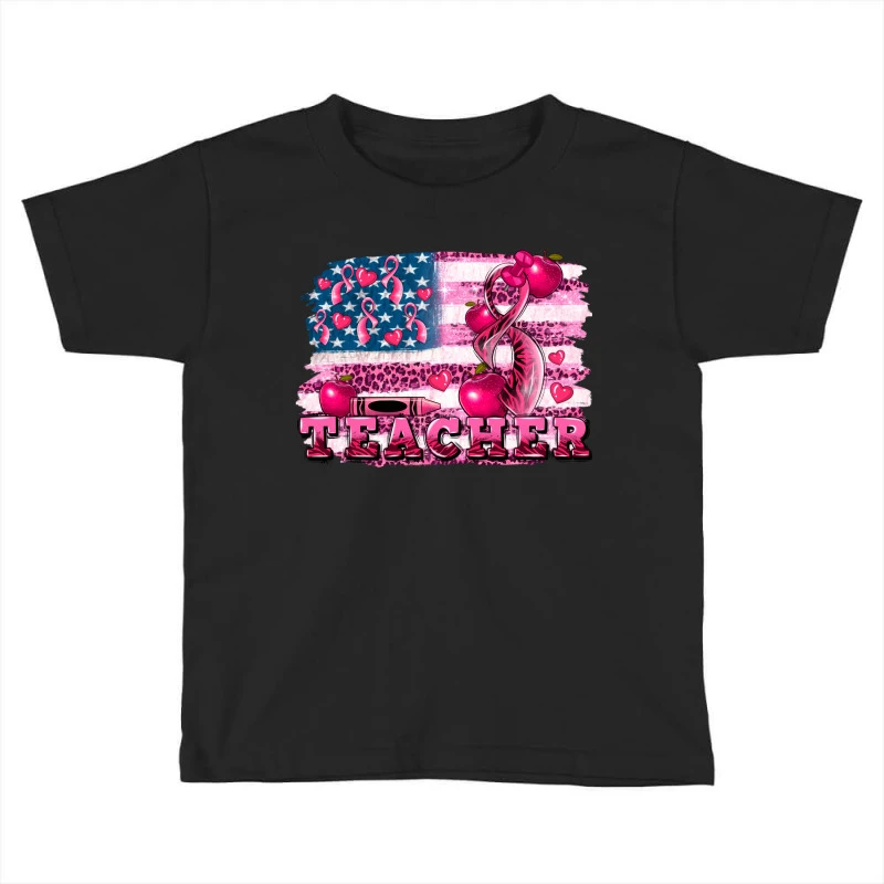Teacher American Cancer Flag Toddler T-shirt
