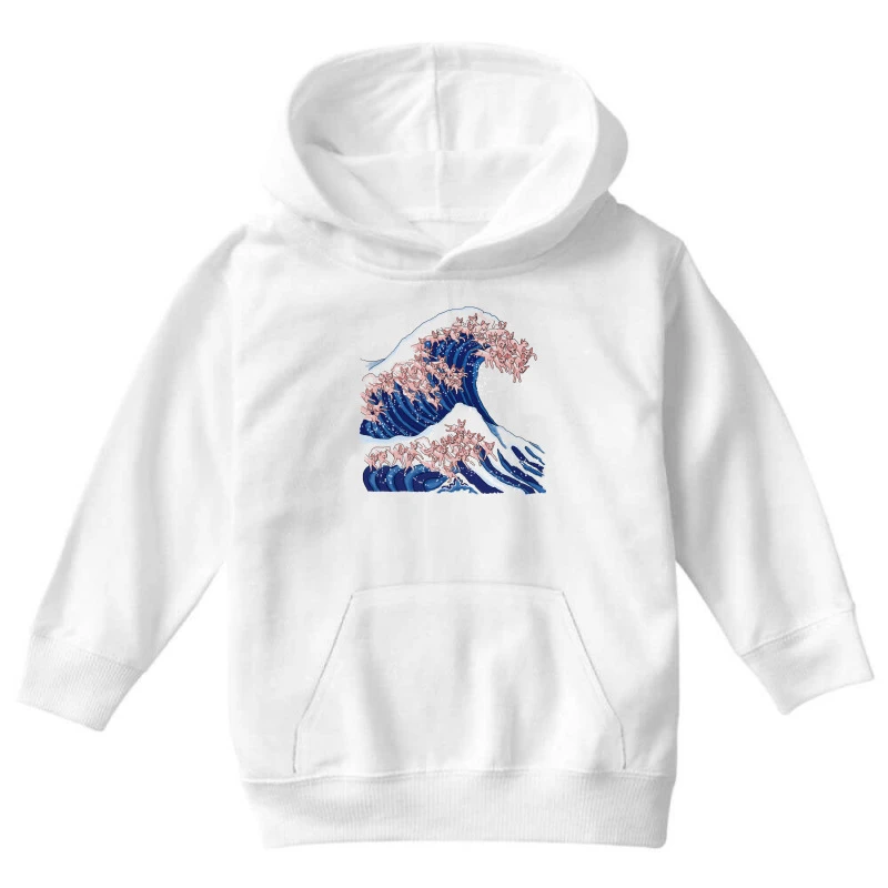 The Great Wave Of Sphynx Cat Youth Hoodie - Image 3