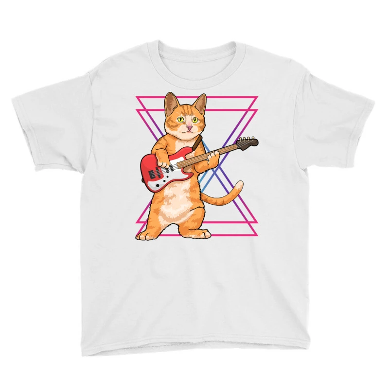 Bass Music Cat Rock Kitty Bass Guitar Player Gifts Youth Tee - Image 3