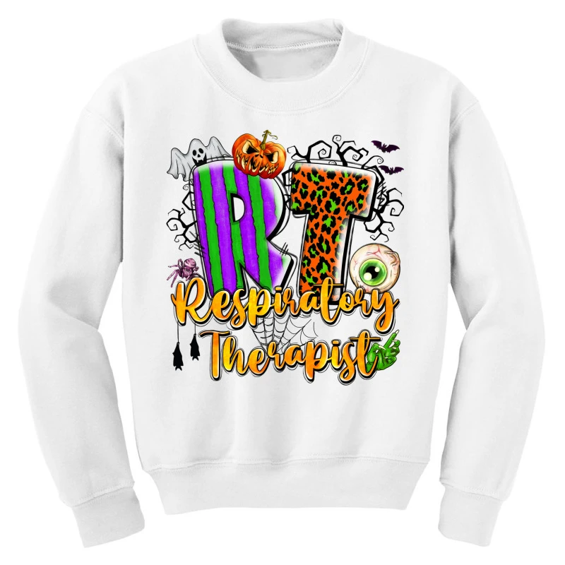 RT Respiratory Therapist Halloween Youth Sweatshirt - Image 3