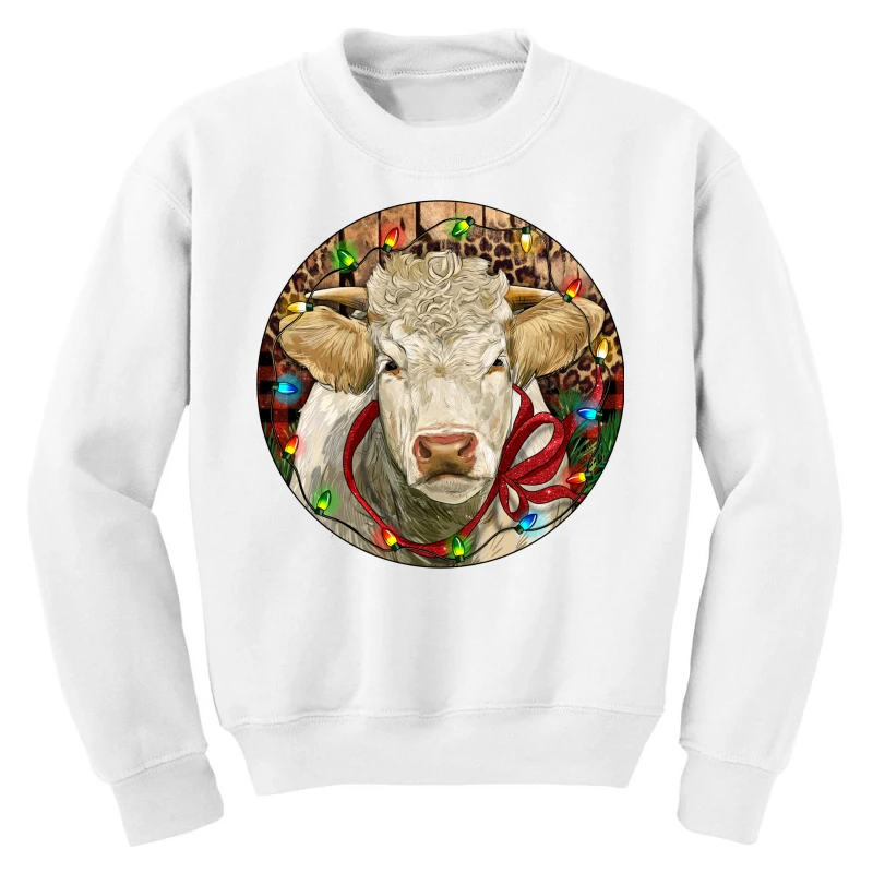 Charolais Heifer Christmas Youth Sweatshirt - Image 3