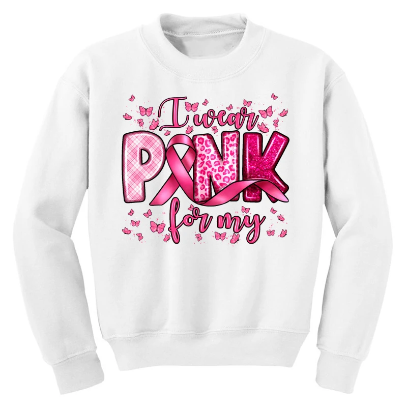 I Wear Pink For My Custom Name Youth Sweatshirt - Image 3