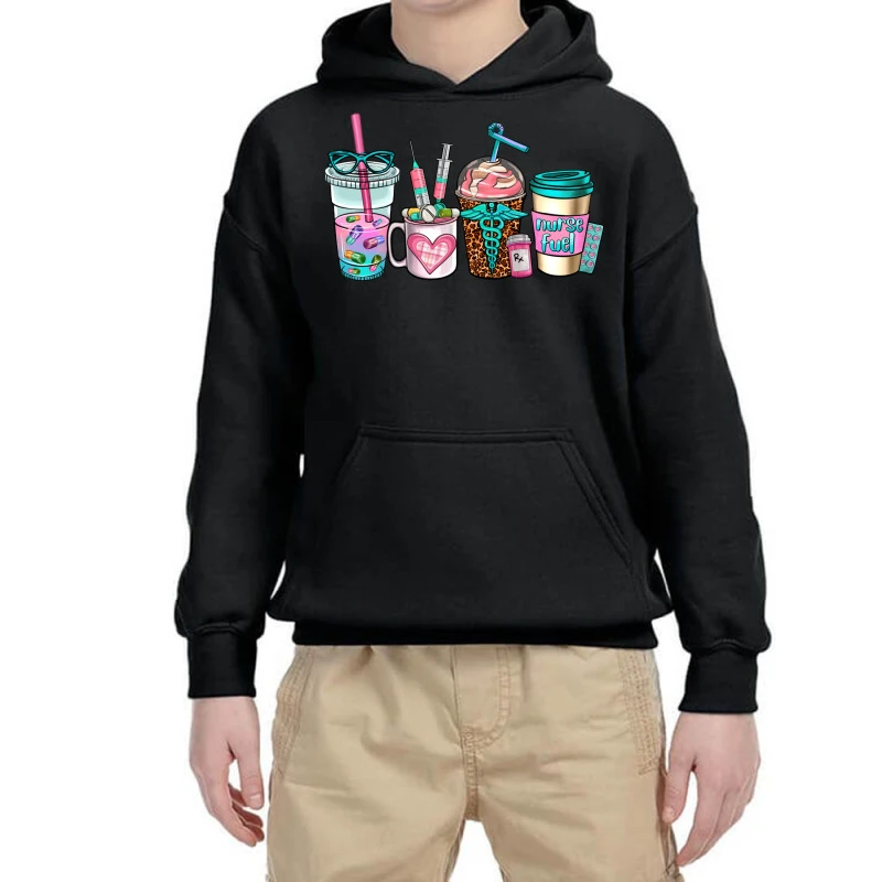 Nurse Fuel Coffee Cups Youth Hoodie