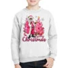 Pink Merry Christmas Black Santa Youth Sweatshirt